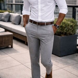 New English Laundry Finchley Dress Pants Mens 32x32 Gray Stretch Slim Tailored